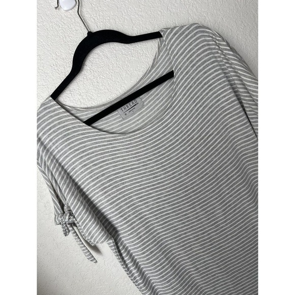 THREAD Womens Dress‎ Size Small Gray White Stripe Soft Stretch Comfort Pockets - Picture 2 of 8
